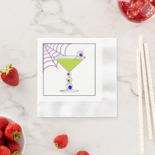 Serviette En Papier Cocktail vert Halloween Papier en verre Napkin (En situation)