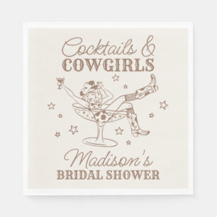 Serviette En Papier Cocktails Beige et Cowgirls Rodeo Baby Shower de M