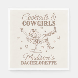 Serviette En Papier Cocktails beiges et Cowgirls Rodeo Bachelorette