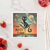 Serviette En Papier Cocktails de chat noir cosmique futuriste atomique (En situation)
