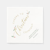 Serviette En Papier Cocktails de Noël Typographie festive (Devant)