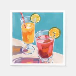 Serviette En Papier Cocktails de piscine d'été aquarelle