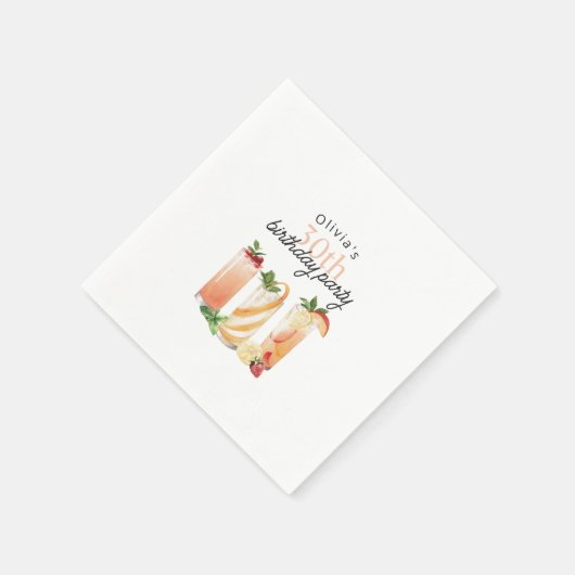 Serviette En Papier Cocktails d'été moderne 30e fête d'anniversaire (Coin)