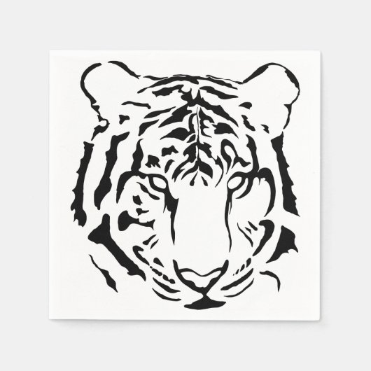 Serviette En Papier Cocktails en Tigre noir et blanc serviettes (Devant)