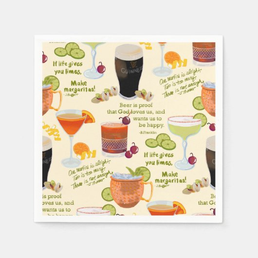 Serviette En Papier Cocktails et conversation (Devant)
