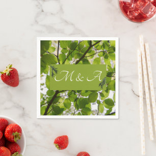 Serviette En Papier Cocktails Mariages Feuille verts serviettes
