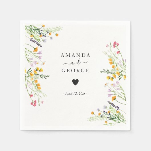 Serviette En Papier Cocktails Mariages fleur sauvage (Devant)