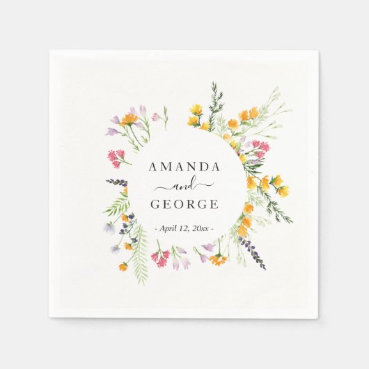 Serviette En Papier Cocktails Mariages fleur sauvage (Devant)