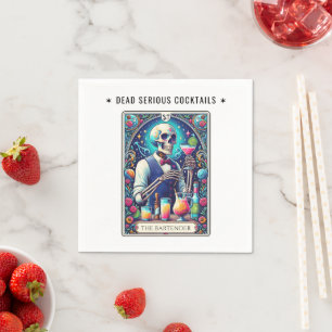 Serviette En Papier Cocktails Mortellement Sérieux Tarot Barman Squele