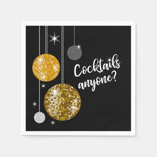 Serviette En Papier Cocktails N'importe qui disco balle napkin (Devant)