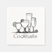 Serviette En Papier Cocktails noirs et blancs simples Napkin (Devant)