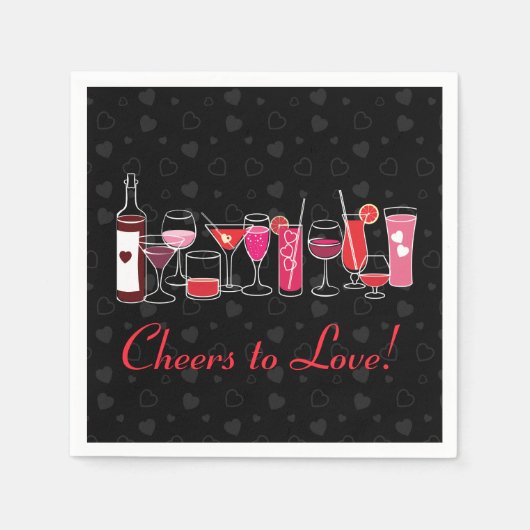 Serviette En Papier Cocktails rétro Valentines (Devant)