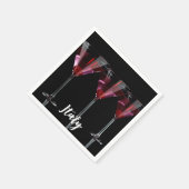 Serviette En Papier Cocktails rouges en verre de martini à la cerise (Coin)