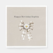 Serviette En Papier Cocoa Cream White Bow Daisy Flowers Birthday   (Devant)