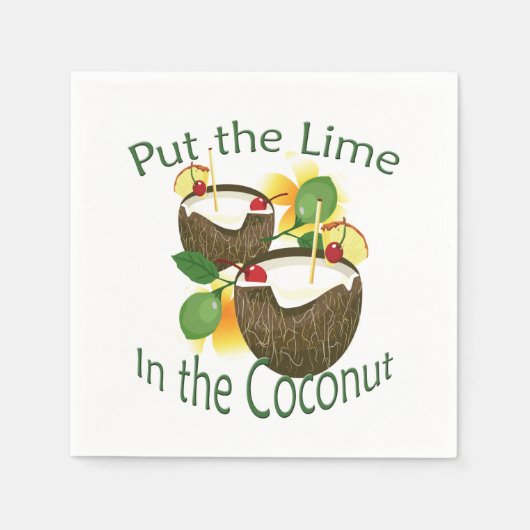 Serviette En Papier Coconut Tiki Bar Cocktail Papier à Cocktail Napkin (Devant)