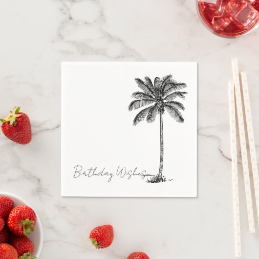 Serviette En Papier Cocotier Palm Tree Plage tropicale Minimale Annive (En situation)