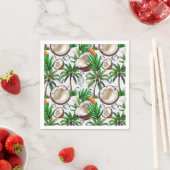 Serviette En Papier Cocotier Palm Tree Tropical Motif Design (En situation)