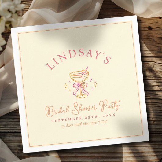Serviette En Papier Coctail Bridal Shower