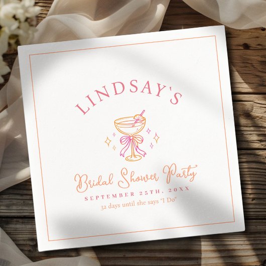 Serviette En Papier Coctail Bridal Shower
