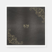 Serviette En Papier Code Mariage de bordure du coin or fin Filigree871 (Devant)