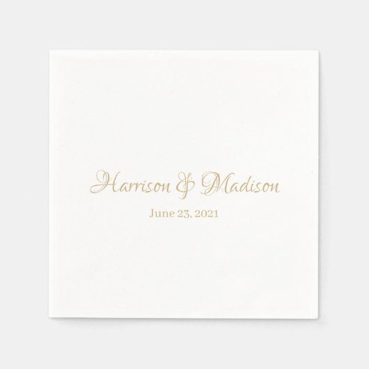 Serviette En Papier Code or de script personnalisé et papier Mariage d (Devant)