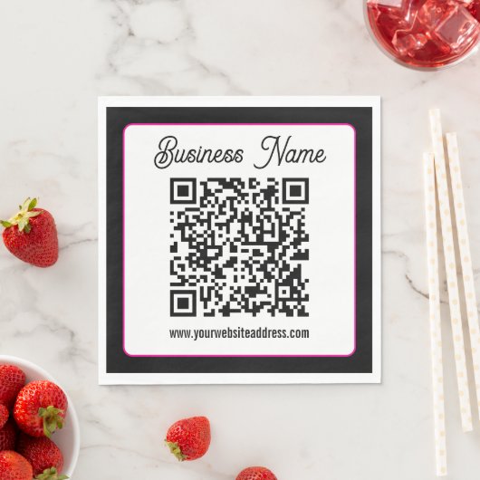 Serviette En Papier Code QR avec écriture cursive script (En situation)