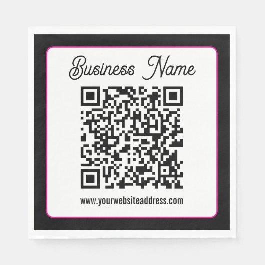 Serviette En Papier Code QR avec écriture cursive script (Devant)