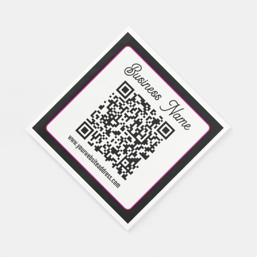 Serviette En Papier Code QR avec écriture cursive script (Coin)