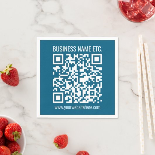 Serviette En Papier Code QR bleu océan modifiable (En situation)