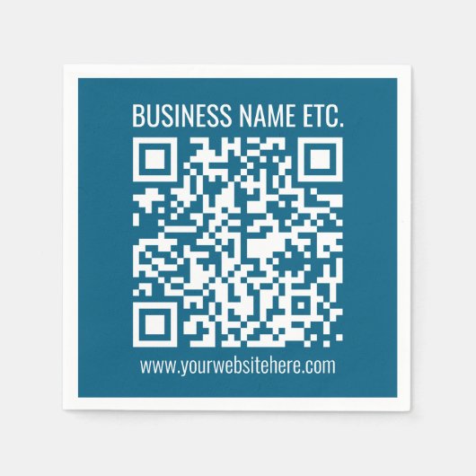 Serviette En Papier Code QR bleu océan modifiable (Devant)