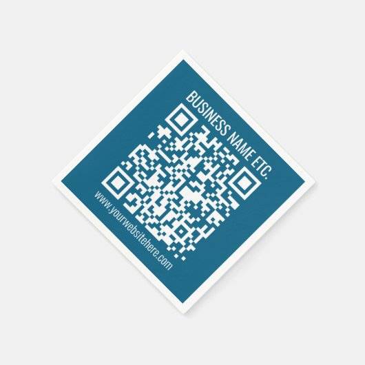 Serviette En Papier Code QR bleu océan modifiable (Coin)