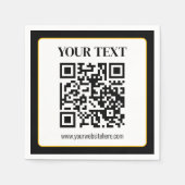 Serviette En Papier Code QR d'entreprise avec texte haut et bas, noir (Devant)