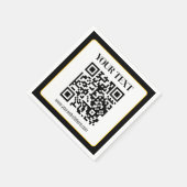 Serviette En Papier Code QR d'entreprise avec texte haut et bas, noir (Coin)