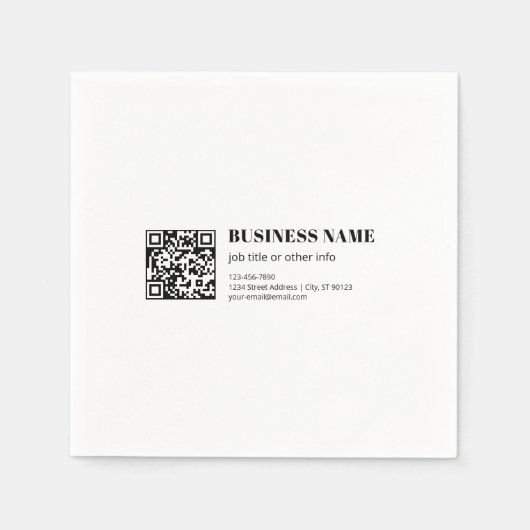 Serviette En Papier Code QR d'entreprise & Texte rétro-moderne modifia (Devant)