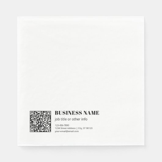 Serviette En Papier Code QR d'entreprise & Texte Rétro-Moderne Modifia (Devant)