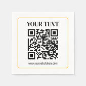 Serviette En Papier Code QR éditable & Texte avec bordure jaune doré (Devant)