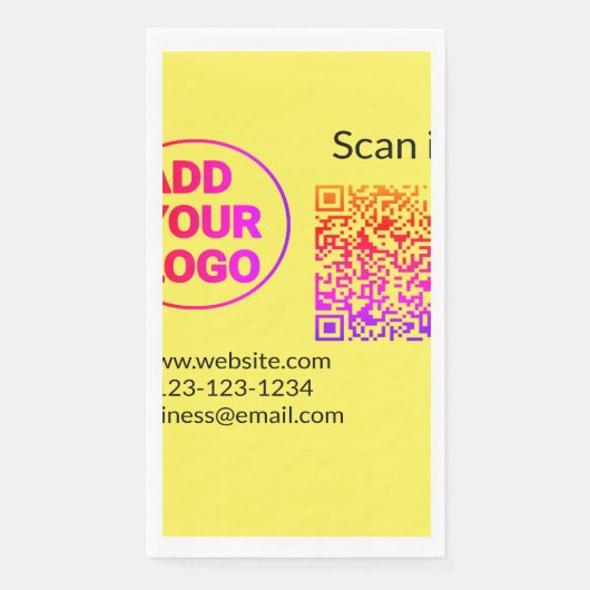 Serviette En Papier Code QR minimal simple ajouter un logo scanner nom (Devant)