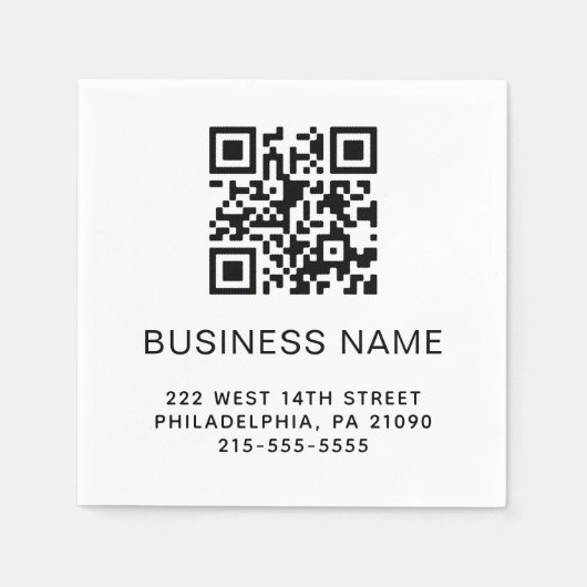 Serviette En Papier Code QR moderne Nom commercial ou logo (Devant)
