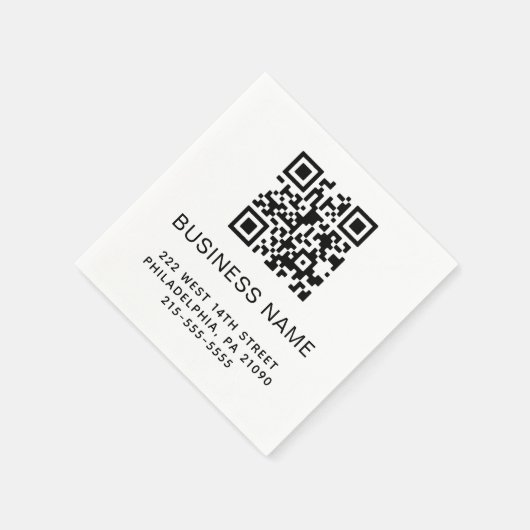 Serviette En Papier Code QR moderne Nom commercial ou logo (Coin)