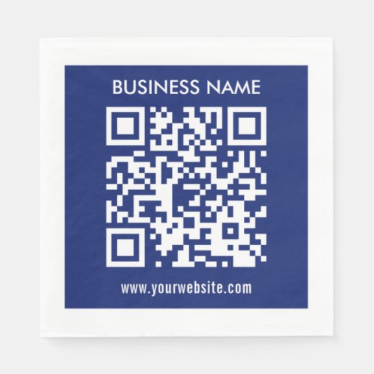 Serviette En Papier Code QR modifiable (généré instantanément) | bleu (Devant)