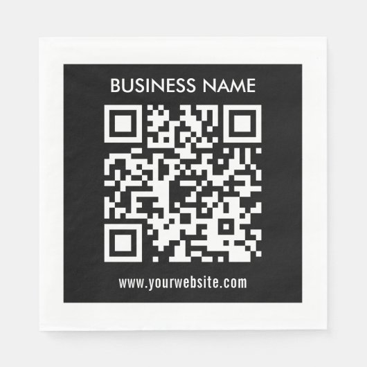 Serviette En Papier Code QR modifiable (généré instantanément) | Noir (Devant)