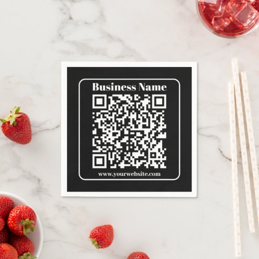 Serviette En Papier Code QR modifiable noir et blanc style moderne rét (En situation)