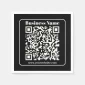 Serviette En Papier Code QR modifiable noir et blanc style moderne rét (Devant)