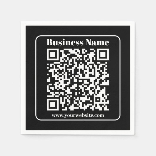 Serviette En Papier Code QR modifiable noir et blanc style moderne rét (Devant)