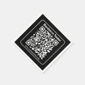 Serviette En Papier Code QR modifiable noir et blanc style moderne rét (Coin)