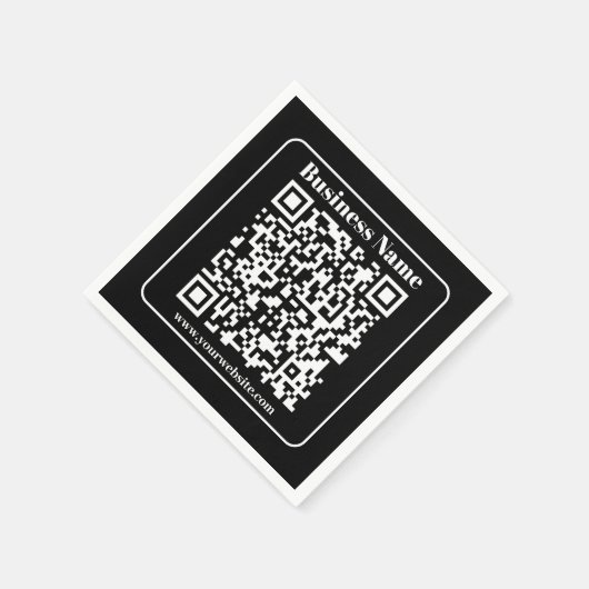 Serviette En Papier Code QR modifiable noir et blanc style moderne rét (Coin)