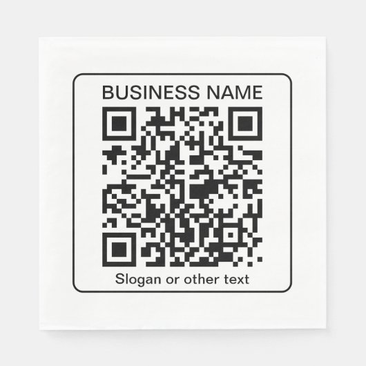 Serviette En Papier Code QR numérisable modifiable + votre nom d'entre (Devant)