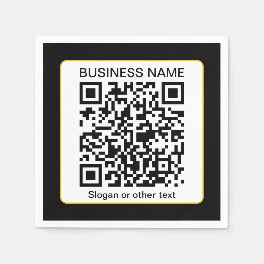 Serviette En Papier Code QR numérisable modifiable + votre nom d'entre (Devant)