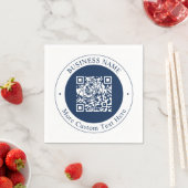Serviette En Papier Code QR personnalisable & Texte | Bleu marine fonc (En situation)