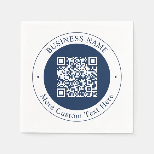 Serviette En Papier Code QR personnalisable & Texte | Bleu marine fonc (Devant)